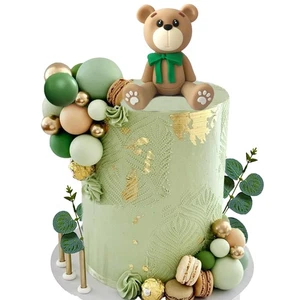 28 PIEZAS Bolas de Oso 3D Toppers para Pasteles con Hojas de Eucalipto para Baby Shower Bear Th - Imagen 1 de 6