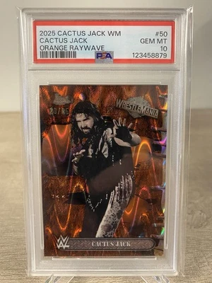 2025 Topps Chrome Cactus Jack Mick Foley Wrestlemania PSA 10 #50 Orange /25 - Image 1 of 3