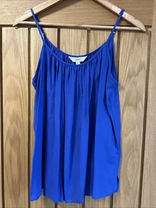 BNWT M&S Blue Blouse Spaghetti Strap Vest Top Size 12 Regular - Picture 1 of 4