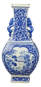 Festcool 17" Vaso Classico in Porcellana Blu e Bianca, Paesaggio Ceramica Cina Q... - Foto 1 di 2