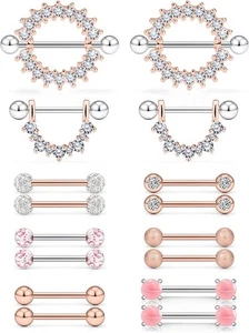 Anillos para pezones Lcolyoli 16 piezas 16G 14G que brillan en la oscuridad 8 pares-16G-oro rosa - Imagen 1 de 3