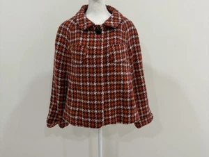 Banana Republic Houndstooth Wool Blazer Orange & Bugundy Women Medium - Picture 1 of 6
