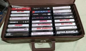Lot of 24 Rock 80s Classic Rock Soft Rock Cassettes In Vinyl Storage/Travel Case - Picture 1 of 7