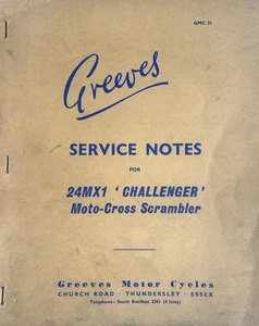 GREEVES 24 MX1 CHALLENGER MOTO X SCRAMBLER - ORIGINAL SCHECKHEFT KATALOG - Bild 1 von 6