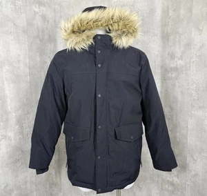 Parka giacca cappotto uomo Cole Haan ZeroGrand grande nero piumino pelliccia sintetica orlo con cappuccio - Foto 1 di 7