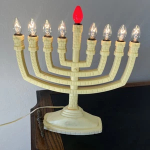 Vintage Menora Kandelaber jüdische Kerze weiß Kunststoff elektrisch Chanukka Licht 13 Zoll - Bild 1 von 10