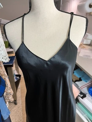 Mujer Natori Vestido Largo Completo Negro Tirantes con Encaje Talla P Foto 1 de 4