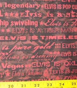 17"L x 45"W Elvis Presley Pop Star Christmas Rock Roll Cotton Fabric Half Yard - Imagen 1 de 1