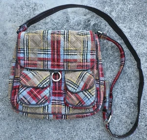Vera Bradley Vintage Karo Schultertasche Kunstlederbesatz Crossbody Handtasche - Bild 1 von 19