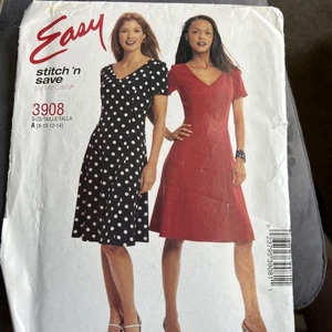 McCall's Stitch 'n Save Pattern #3908 V-Neck easy Petite Dress 8-10-12-14- - Picture 1 of 1