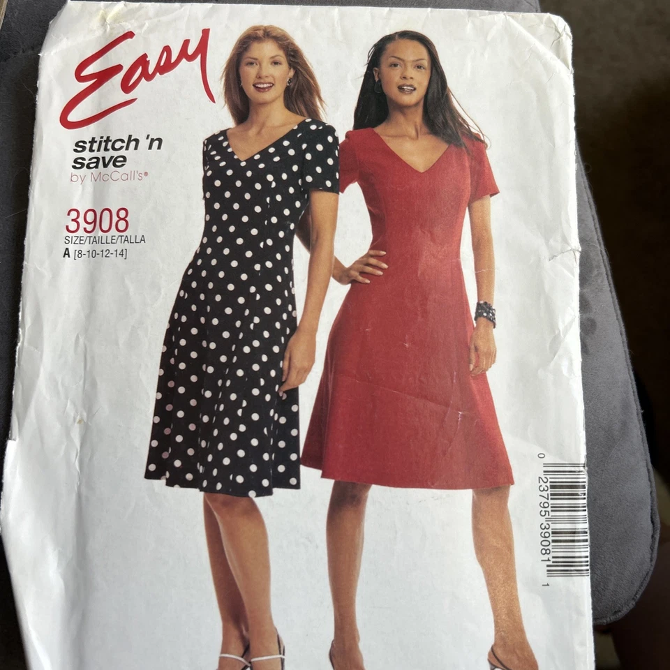 McCall's Stitch 'n Save Pattern #3908 V-Neck easy Petite Dress 8-10-12-14- - Image 1 of 1