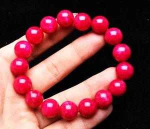 12,2 mm Natürliche Rose Rot Turmalin Quarz Edelstein Runde Perlen Armband AAA - Bild 1 von 6