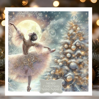 Ballerina Christmas Personalised Greetings Card