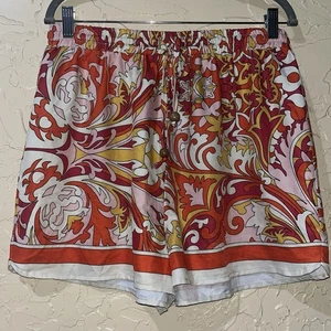 Pantaloncini alla moda Nova arancione floreale paisley cravatta in vita taglia XL boho arancione bruciato - Foto 1 di 5