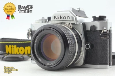 [Near MINT] Nikon FM Silver SLR 35mm Film Camera Ai 50mm f/1.4 Lens From JAPAN - Image 1 of 4