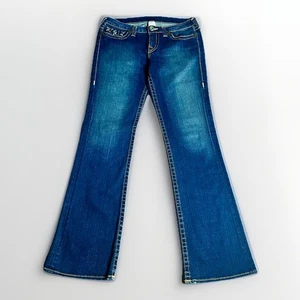 Pantalones de mezclilla True Religion para mujer talla 32x34 Becky Botón Gema Solapa Bolsillo Grande T - Imagen 1 de 11