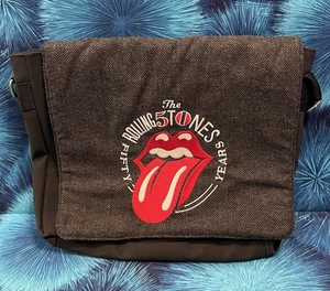 Bolso Mensajero VIP The Rolling Stones 50 Años Negro Clásico Rock Band Tour - Imagen 1 de 4