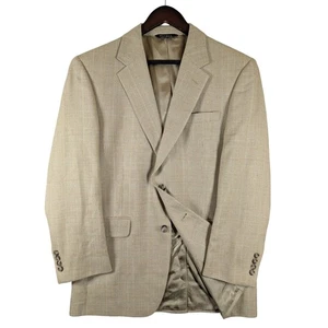 Jos. A. Bank Silk Wool Blazer Sport Coat Plaid Two Button Tan Mens 40R Read* - Picture 1 of 15