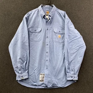 Carhartt FR Mens XL Flame Resistant Classic Twill Button Down Shirt Mid Blue - Picture 1 of 16