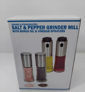  Set macina sale e pepe in acciaio inox con spruzzatori olio e aceto  - Foto 1 di 4