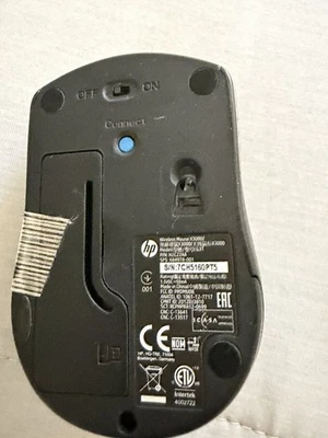 HP Wireless 3-Button Optical Mouse Black - Image 1 of 3