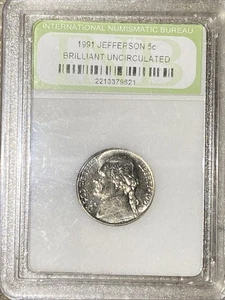1991 D JEFFERSON NICKEL UNCIRCULATED Full Steps INB - Picture 1 of 4