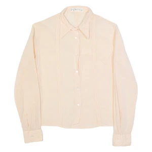 JEAN CACHAREL Sheer Womens Shirt Pink Collared Long Sleeve M - Picture 1 of 6
