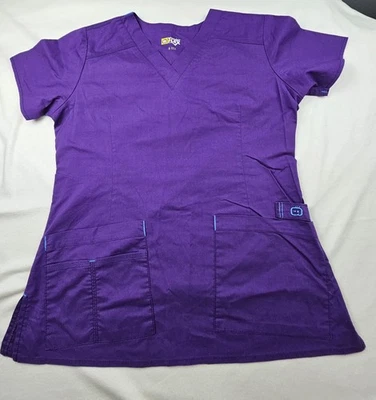 Blusa Médica Wonder Wink Flex Mujer Púrpura Talla Pequeña Multi Bolsillo Pit To Pit 18 Foto 1 de 4
