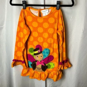 Emily Rose Mädchen Kleid 8 orange gepunktet Türkei Applikation Rüschen Thanksgiving - Bild 1 von 5
