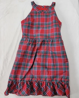 Vestido de tafetá tartan vermelho Natal feminino VINEYARD VINES tamanho 16 novo com etiquetas novo xadrez - Imagem 1 de 4