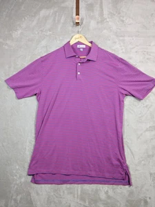 Peter Millar Shirt Mens Large Pink Blue Striped Performance Golf Polo Stretch - Picture 1 of 7