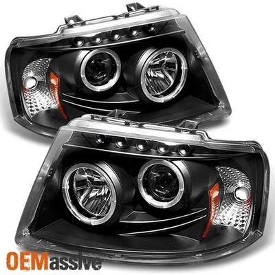 Juego de luces LED proyector doble halo negro para Ford Expedition JDM 03-06 Foto 1 de 2