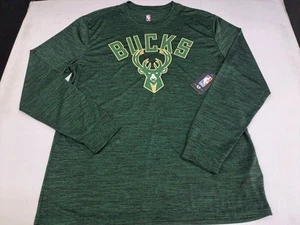 Neu mit Etikett NBA lizenziertes Milwaukee Bucks langärmliges Herrenhemd Größe Large grün #7060 - Bild 1 von 7