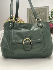 Coach Leather Hunter Green Purse Handbag Shoulder Bag - Picture 1 of 13