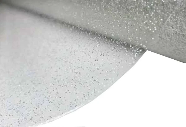 tovaglia trasparente copritavolo antimacchia PVC plastificata glitter argento - Immagine 1 di 3