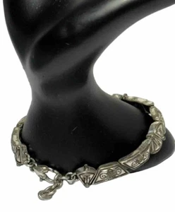 Brighton Silver Tone 8” Bracelet Trapezoid & Diamond Shaped Links - Picture 1 of 6