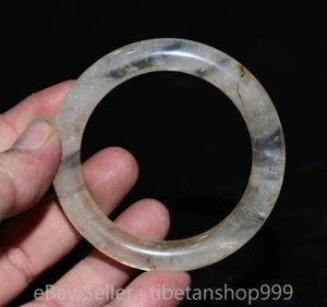 3.2" Chinese Natural Crystal Carving Fengshui Woman Bracelet Bangle Statue - Picture 1 of 11