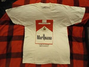 RARE MARIJUANA MARLBORO Vintage Parody T-Shirt Smokin Weed XL NOS New Old Stock!