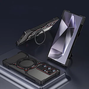 Custodia magnetica senza cornice per Samsung Galaxy S24 Ultra/S23 ultra metallo cavalletto - Foto 1 di 27