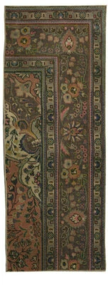 Tapete de área pequeno turco oriental tradicional vintage 2x5 feito à mão - Imagem 1 de 4