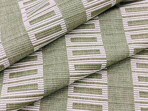 Scalamandre Grey Watkins Ottoman Weave Stripe Fabric- Lark Stripe / Grass 4.8 yd