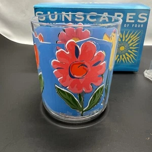 VTG Pool & Beach Safe Drinking Glasses Acrylic Multi-Color Flowers NEW Set of 4 - Picture 1 of 8