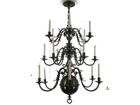 Huge  3 Tier Flemish Dutch   Chandelier 18 Arms Lights Brass Bronze Ducks WOW Cover