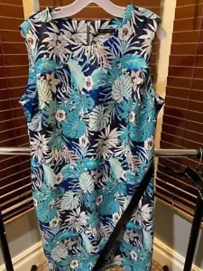 Tommy Hilfiger Midikleid blau & weiß Blumen Größe 18 ärmellos - Bild 1 von 4