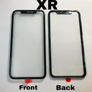 NEW Black Front Outer Screen Glass Lens Replacement for iPhone XR + Frame + OCA - Picture 1 of 3