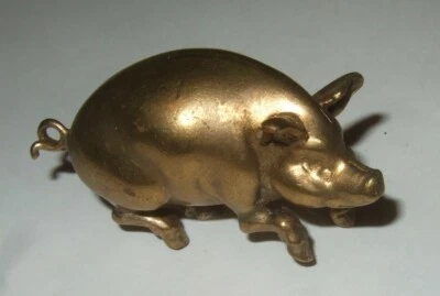 Vintage Pig Pendant Brass Pig Figure Estate Heirloom - Image 1 of 4