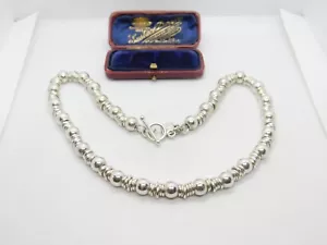 More details for modernist sterling silver fancy ball &amp; ring link necklace 2008 london 16&quot; length