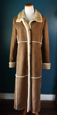 Abrigo Jones Nueva York Años 90 Y2K Penny Lane Piel Sintética Forrado Piel de Oveja Largo Marrón M Foto 1 de 4