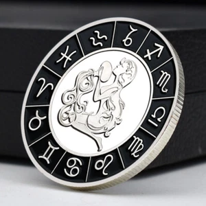 Moneda 12 Constelaciones Metal Plateado Acuario Decoración Hogar Desafío Medalla - Imagen 1 de 12