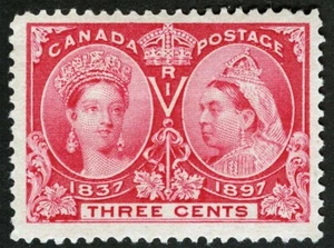 Canada Sc 53 Bright Rose 3¢ p.12 Lightly Hinged Original Gum Jubilee - Picture 1 of 1